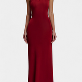 Trinity Fitted Halter Dress with Ruching and Open Back