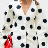 Clara V-Neck Blazer with Puffed Dots