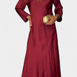 Riva Fluid Dress with V-Neck and Long Sleeves