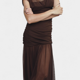 Noelia Pleated Mesh Bodycon Dress