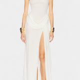 Duchess Maxi Draped Dress with Side Slit
