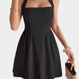Kassandra Mini Dress Halter with Open Back and Flared Silhouette