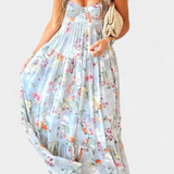 Neha Floral Dress with Open Back and Thin Straps