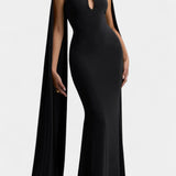 Faffienia Maxi Dress with Halter Neck and Keyhole Cut