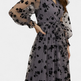 Iolanda Floral Lace Maxi Dress with Lantern Sleeves