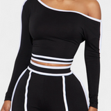 Krystelle Off-Shoulder Set with Straight Cut Trousers