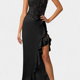 Cindy Midi Dress with Asymmetrical Ruffles