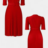 Zandie Pleated Dress with Decorative Buttons