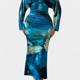 Eulalie Dress with Batwing Sleeves and V-Neck