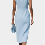 Mona Long Sleeve Midi Dress with Round Neck