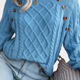 Fien Knitted Sweater with Square Neck and Buttons
