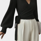 Persephone Cross-Back Strap Sweater with V-Neck