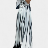 Bethania Elegant Maxi Dress with One Shoulder Stripes