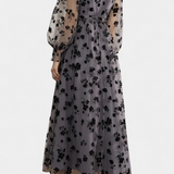 Iolanda Floral Lace Maxi Dress with Lantern Sleeves
