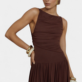 Maddy Maxi Dress without Sleeves with Side Draping