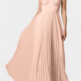 Ottilie Pleated Chiffon Dress with Sculpted Corset and Heart Neckline