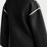 Pauline Loose Fit Coat with Integrated Fringed Scarf