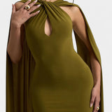 Faffienia Maxi Dress with Halter Neck and Keyhole Cut