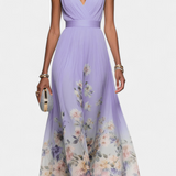 Sauline Floral Maxi Dress with Sleeveless V-Neck
