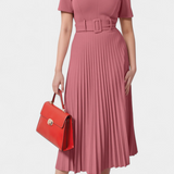 Seliora Midi Work Dress with Belt and Pleats