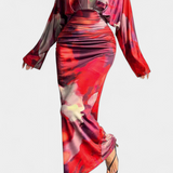 Eulalie Dress with Batwing Sleeves and V-Neck