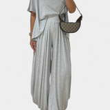 Trista Casual Set of Soft Top and Wide Leg Trousers