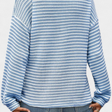 Rumer Striped Top with V-Neck and Buttons