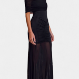 Alodia Maxi Dress with Mesh Cape