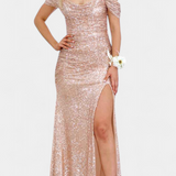 Off-Shoulder Mermaid Dress with Sequins