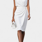 Mona Long Sleeve Midi Dress with Round Neck