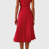 Claudia Asymmetrical Midi Dress with Elegant Draping
