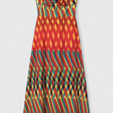 Janis Maxi Dress with Artistic Print and Sweetheart Halter Neck