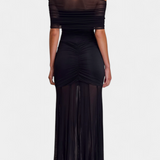 Alodia Maxi Dress with Mesh Cape