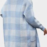 Lovella Checked Casual Cardigan with Pockets