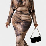 Eulalie Dress with Batwing Sleeves and V-Neck