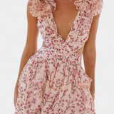 Zuleika Chiffon Dress with Ruffles and Side Slits