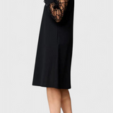 Bellezza Black Dress with Mesh Sleeves and Loose Fit