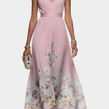 Sauline Floral Maxi Dress with Sleeveless V-Neck