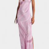 Valera Long Dress with Swirl Print and Sleeveless Cut