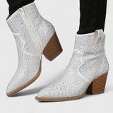 Berenice Elegant Boots with Patchwork and Side Zip