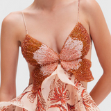 Juliette Ruffled Dress with Jewel Neckline