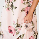 Tameka Fluid Chiffon Dress with Petals and Sheer Sleeves
