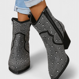 Berenice Elegant Boots with Patchwork and Side Zip