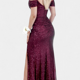 Off-Shoulder Mermaid Dress with Sequins