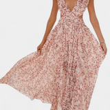 Zuleika Chiffon Dress with Ruffles and Side Slits