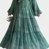 Tavira Long Sleeve Floral Dress with Belt