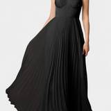 Ottilie Pleated Chiffon Dress with Sculpted Corset and Heart Neckline