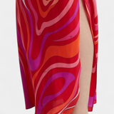 Valera Long Dress with Swirl Print and Sleeveless Cut