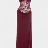 Castanza Asymmetrical Lace Maxi Dress