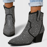 Berenice Elegant Boots with Patchwork and Side Zip